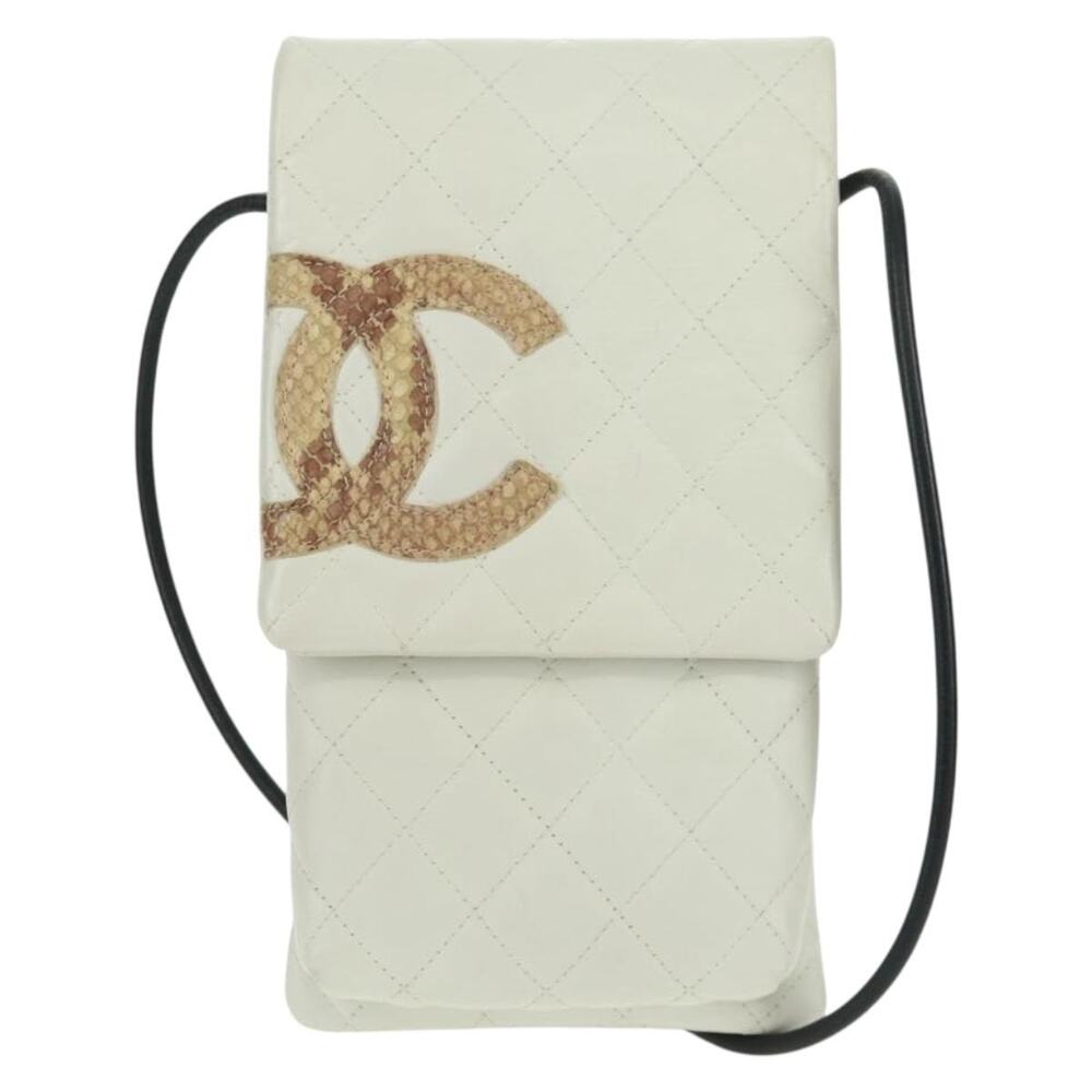 Chanel Matelasse Leather Cambon Line Shoulder Bag White